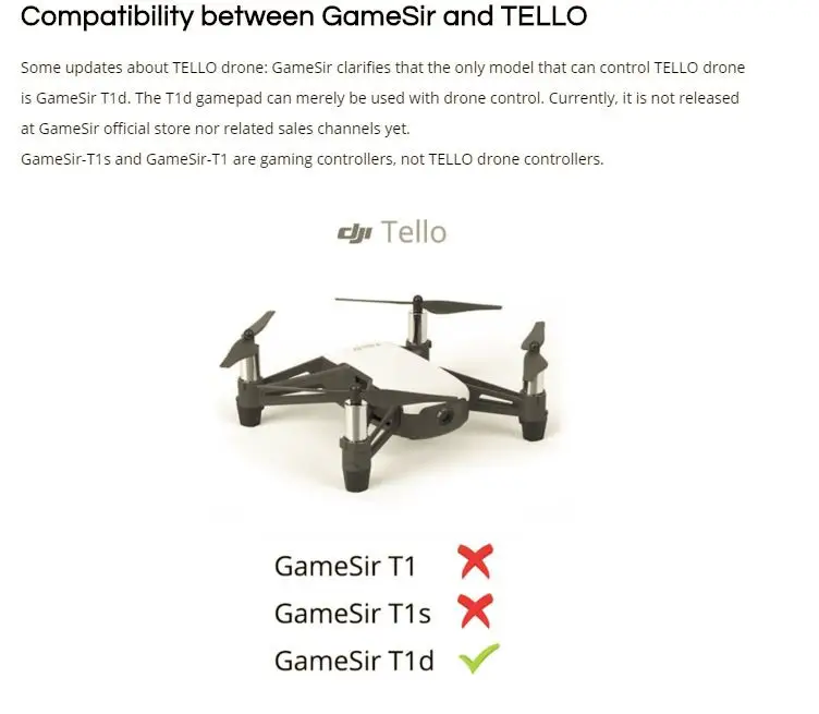 gamesir t1s tello drone