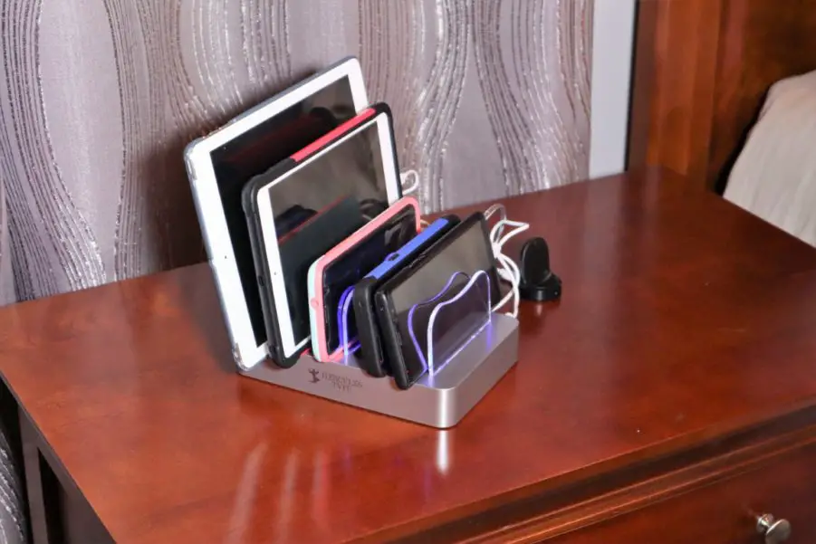 Valet Charging Station Organizer For Cell Phones And Tablets